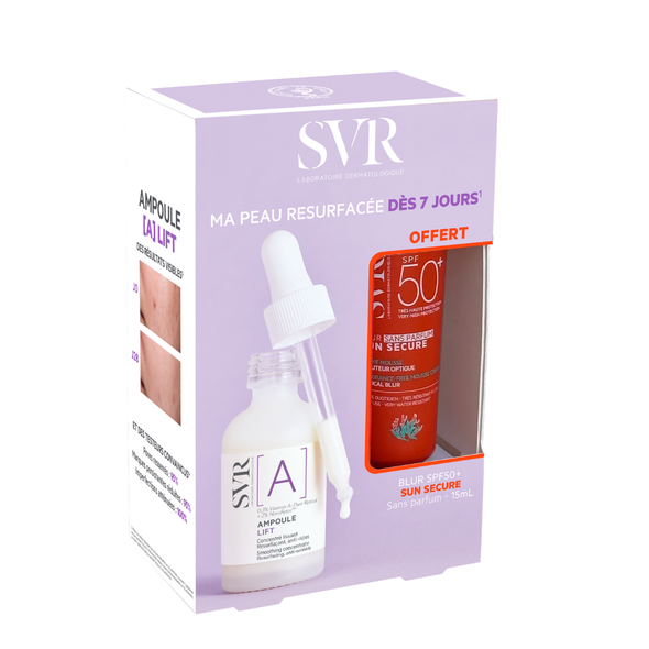 ZESTAW PRZECIWZMARSZCZKOWY : AMPOULE [A] 30ML + SUN SECURE BLUR SANS PARFUM 15ML FOR FREE